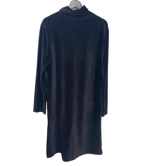 Vintage 90s Black Long Sleeve Unstructured Turtleneck Below Knee Dress XL - Picture 3 of 8
